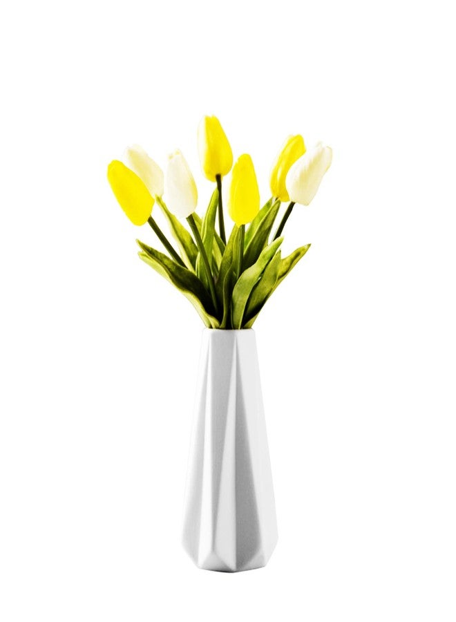 Valemoon White Ceramic Vase, 6.1" H, Mini Artistic Flower Vase Contemporary Style, Fit for Fireplace Bedroom Kitchen Living Room Centerpieces Office Desk - Image 1